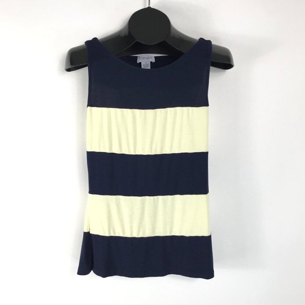 Carmen by Carmen Marc Valvo Striped Cutout Tank Top Women's Medium Stretch